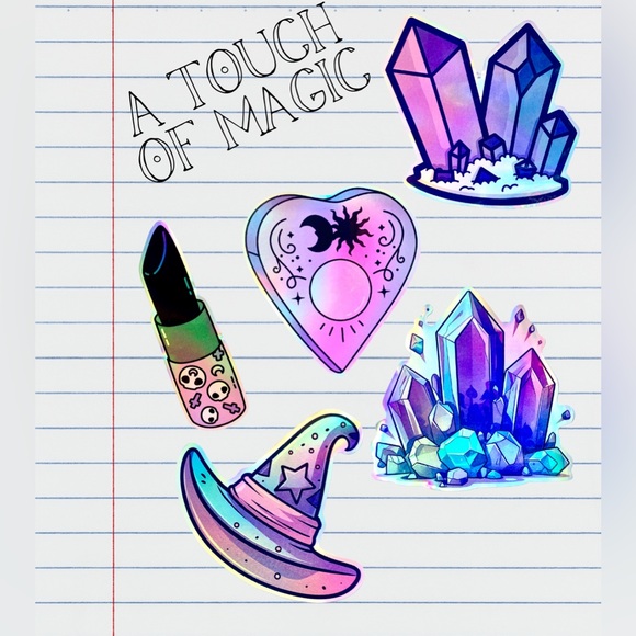 Witchy Girly Magical Girl Holographic Vinyl Sticker - Waterproof, Medium, 10Pack - Picture 3 of 3